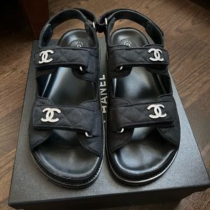CHANEL Black Dad Sandals